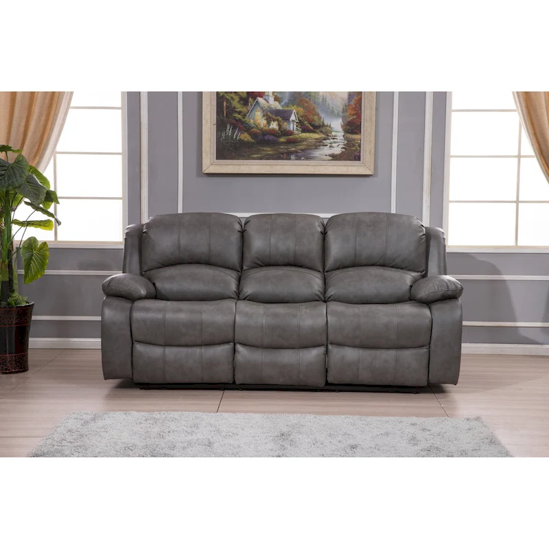 Betsy Furniture Bonded Leather Manual Rclining 3-seat Sofa Couch 8018