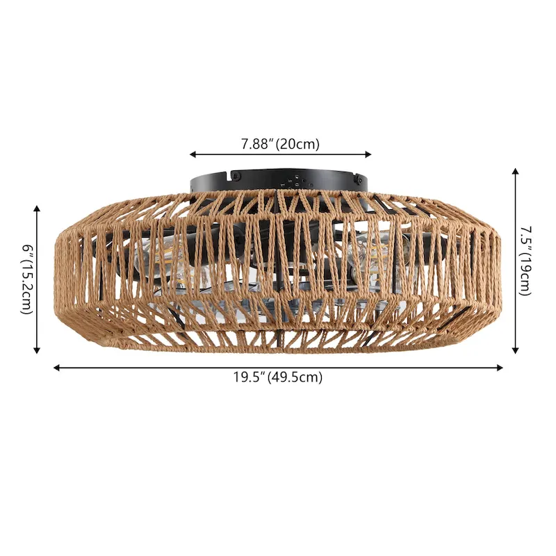 Ceiling Fan, Remote-Controlled, Modern Bohemian, By JONATHAN Y - 7.5 H x 19.5 L x 19.5 W