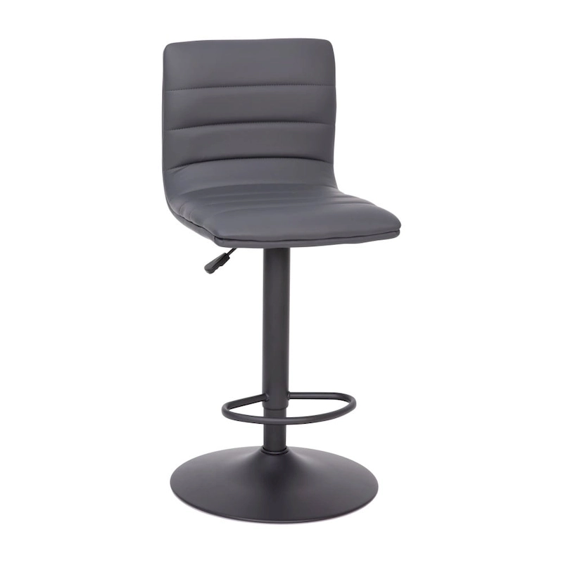 Modern Channel Stitched Adjustable Height Swivel Barstool with Footrest