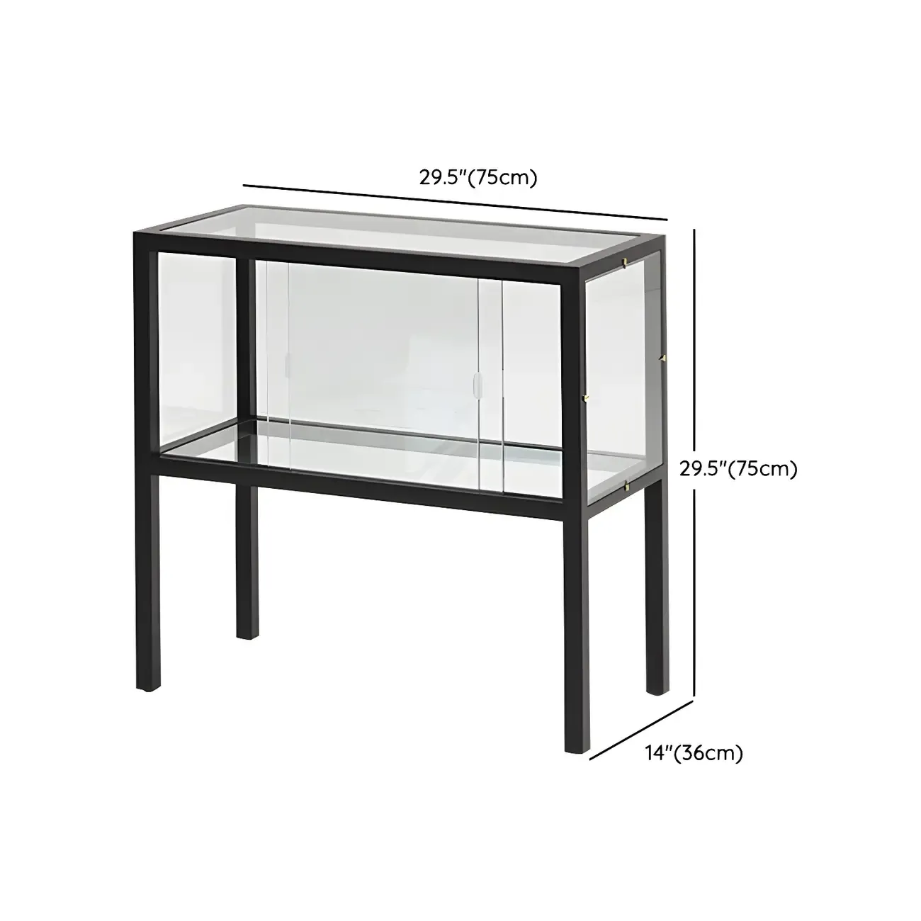 Modern Black Glass Display Cabinet with Metal Frame