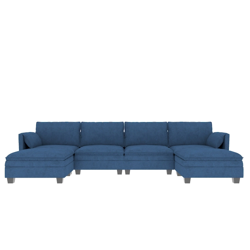 Christopher Knight Home - Noah 141.5 U-Shaped 6-Seater Sofa Couch with Movable Ottoman and Armrest Pockets, Fabric Upholstery