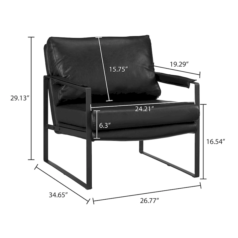 Art Leon Modern PU Leather Upholstered Arm Chair with Steel Frame