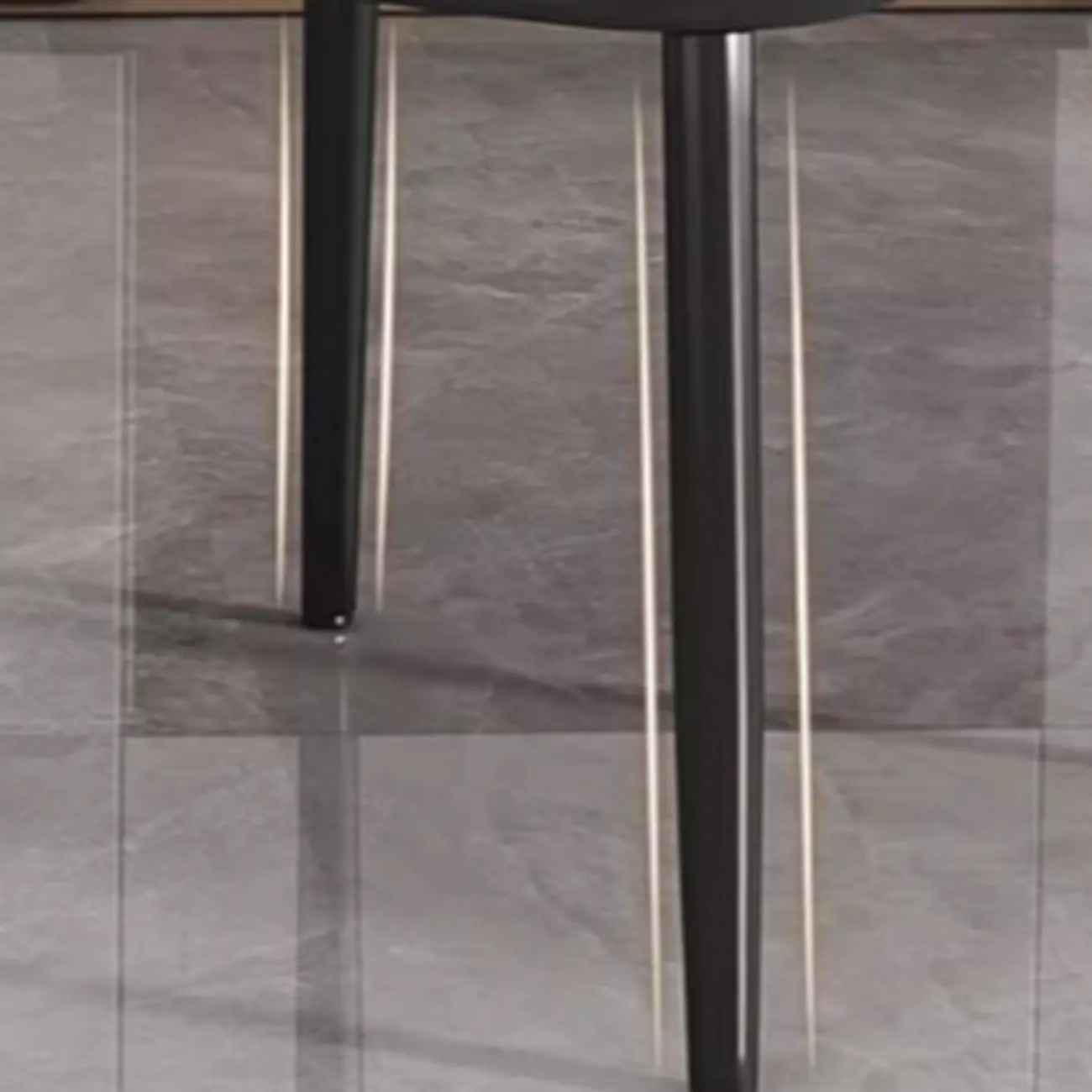 Art Deco Armless Faux Leather Low Back Dining Chair