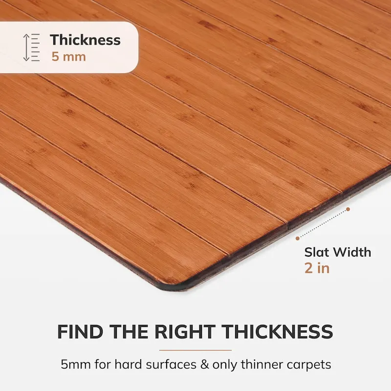 Jani Eco Bamboo Standard Rectangular Chair Mat - (72 x 48), Premium Quality, Eco-Friendly Chair Mat