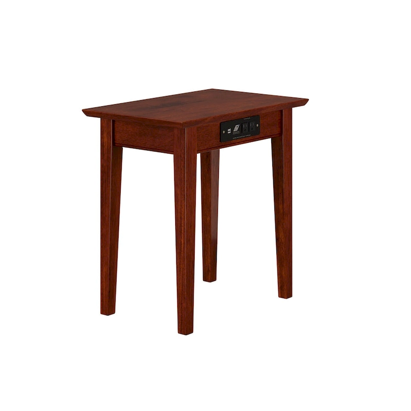 AFI Shaker Chair Side Table with Built-in Charger in Walnut