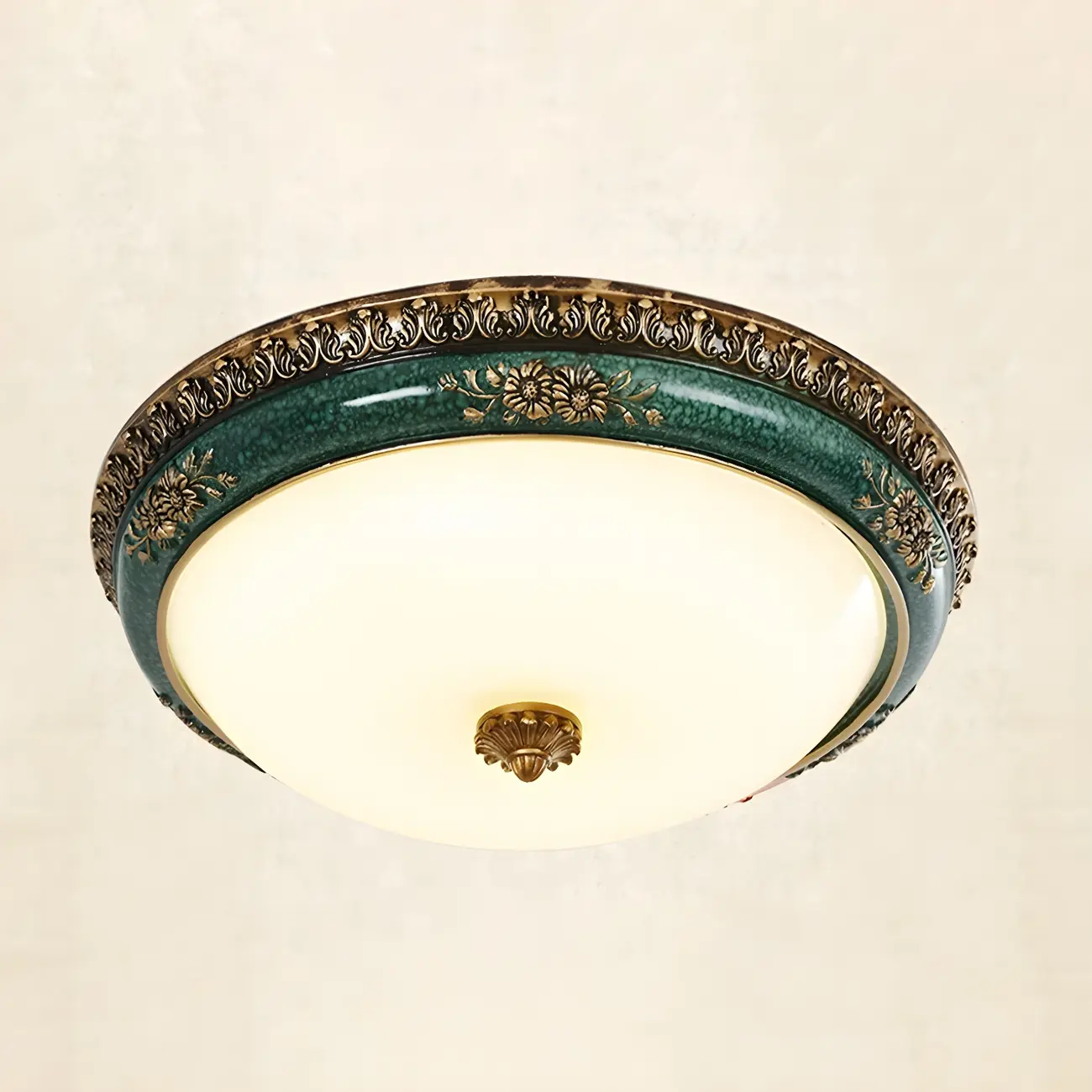 Classic Green Bowl Flush Mount LED Ceiling Light