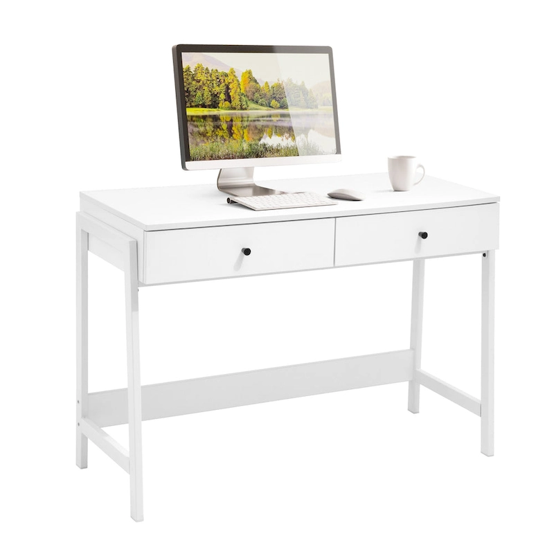 Pellebant Modern Office Computer Desk Writing Desk with 2 Drawers