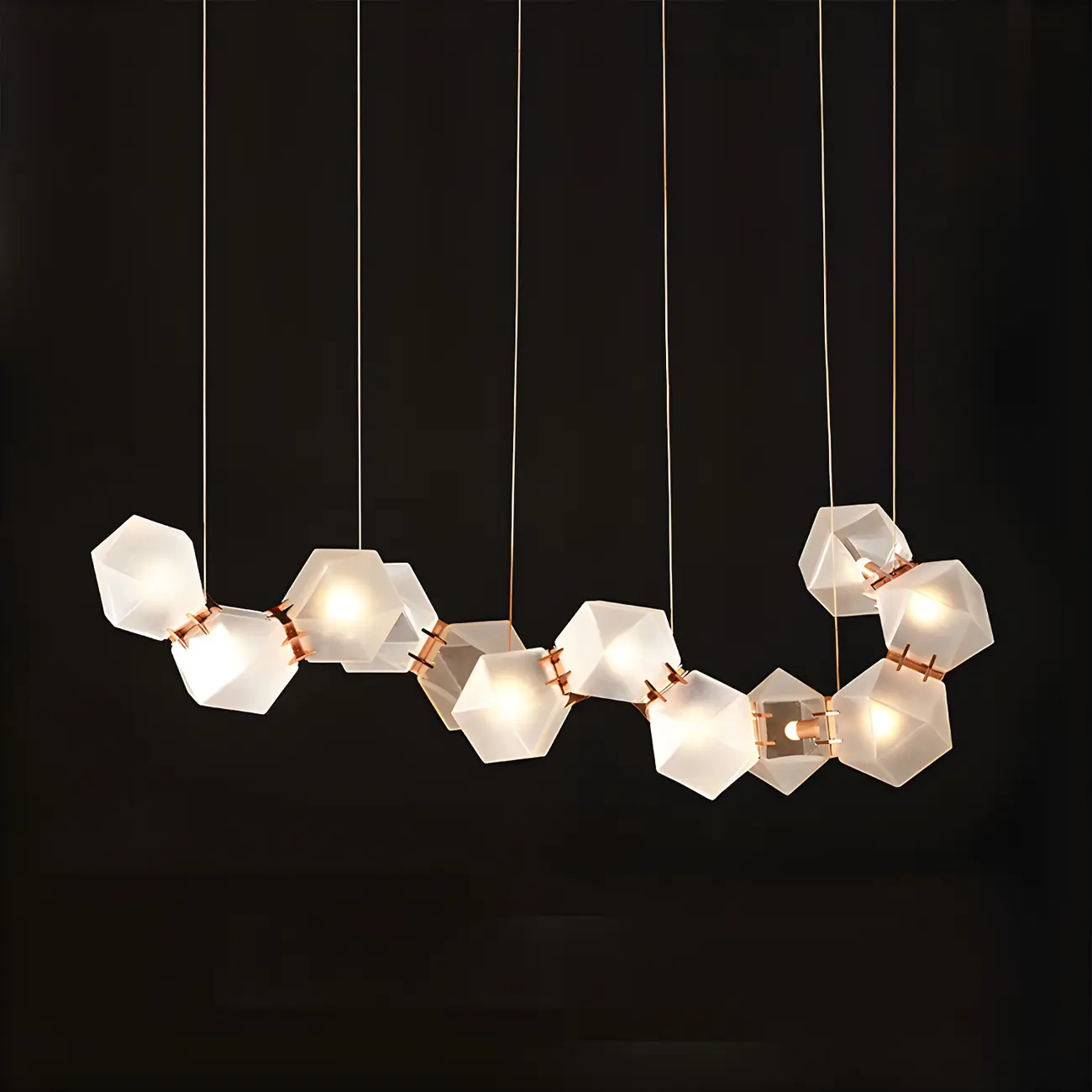 Simple Modern Glass Hexagonal Island Pendant Light