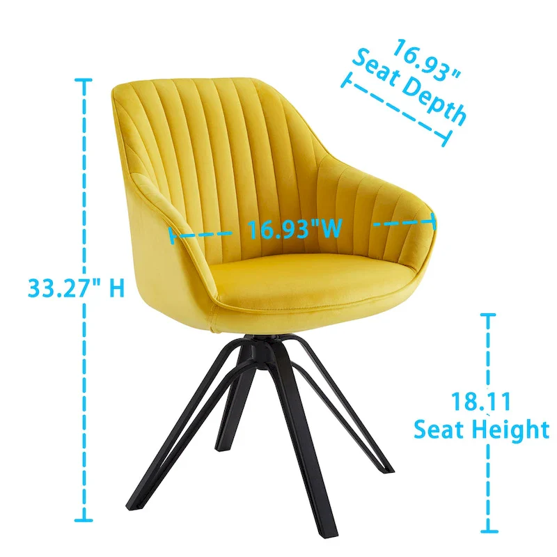 Art Leon Classical Velvet Swivel Office Accent Chair with Golden Legs