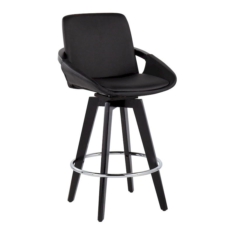 Carson Carrington Pugo Fixed-Height Counter Stool with Black Wood Base (Set of 2)