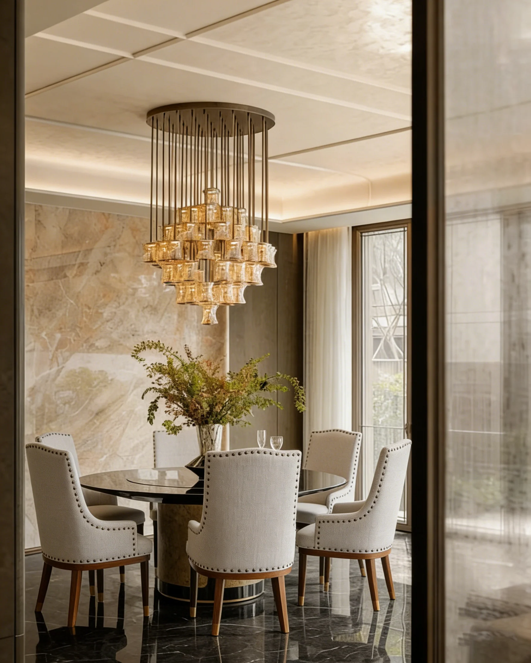 Arched Back With Nail Head Wooden Dining Chairs 39.5 Gray Brown 2Ct