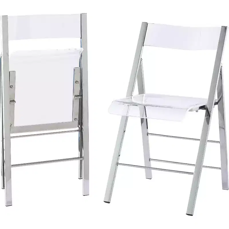 InterSpaceLiving Kasper Flex Luxury Modern Folding Chair Acrylic Lucite 2 Pk