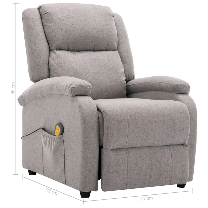 vidaXL Massage Chair Light Gray Fabric - 71 x 92 x 96 cm
