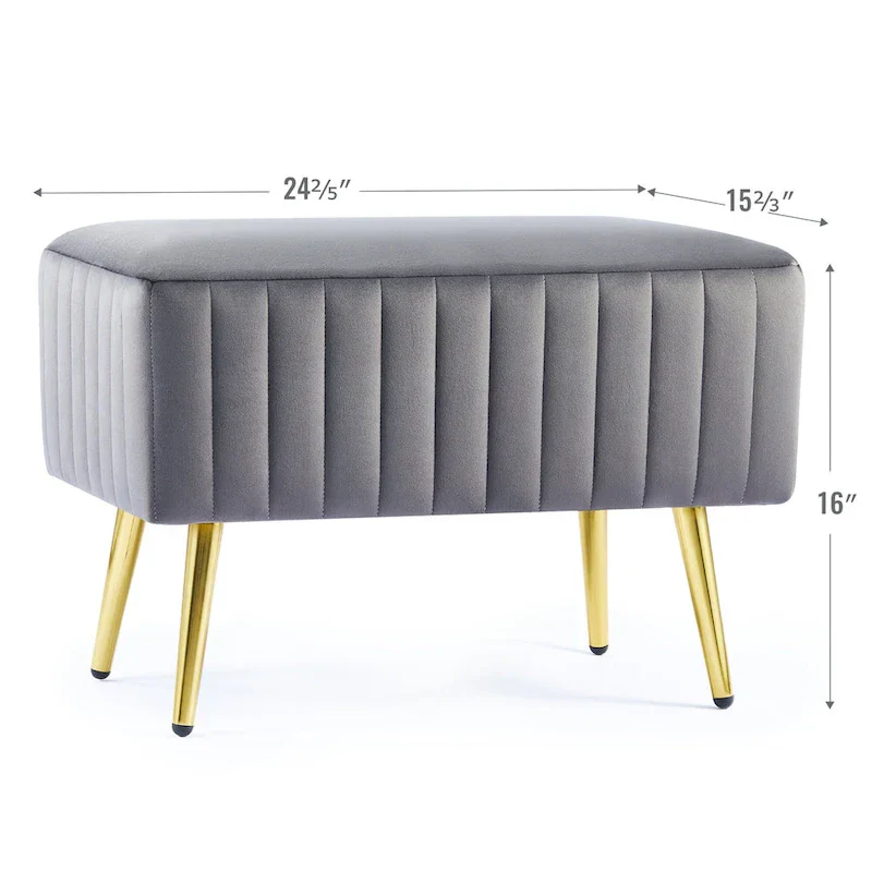 CO-Z 24-inch Modern Upholstered Entryway Bench with Velvet Seat