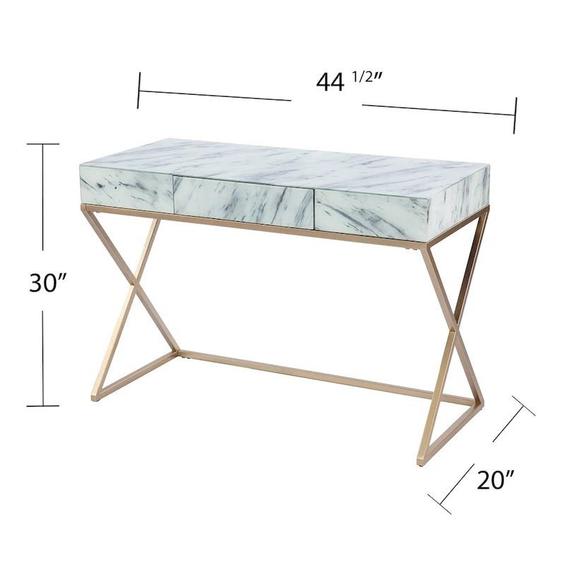 Kewen Glam White Stone Writing Desk