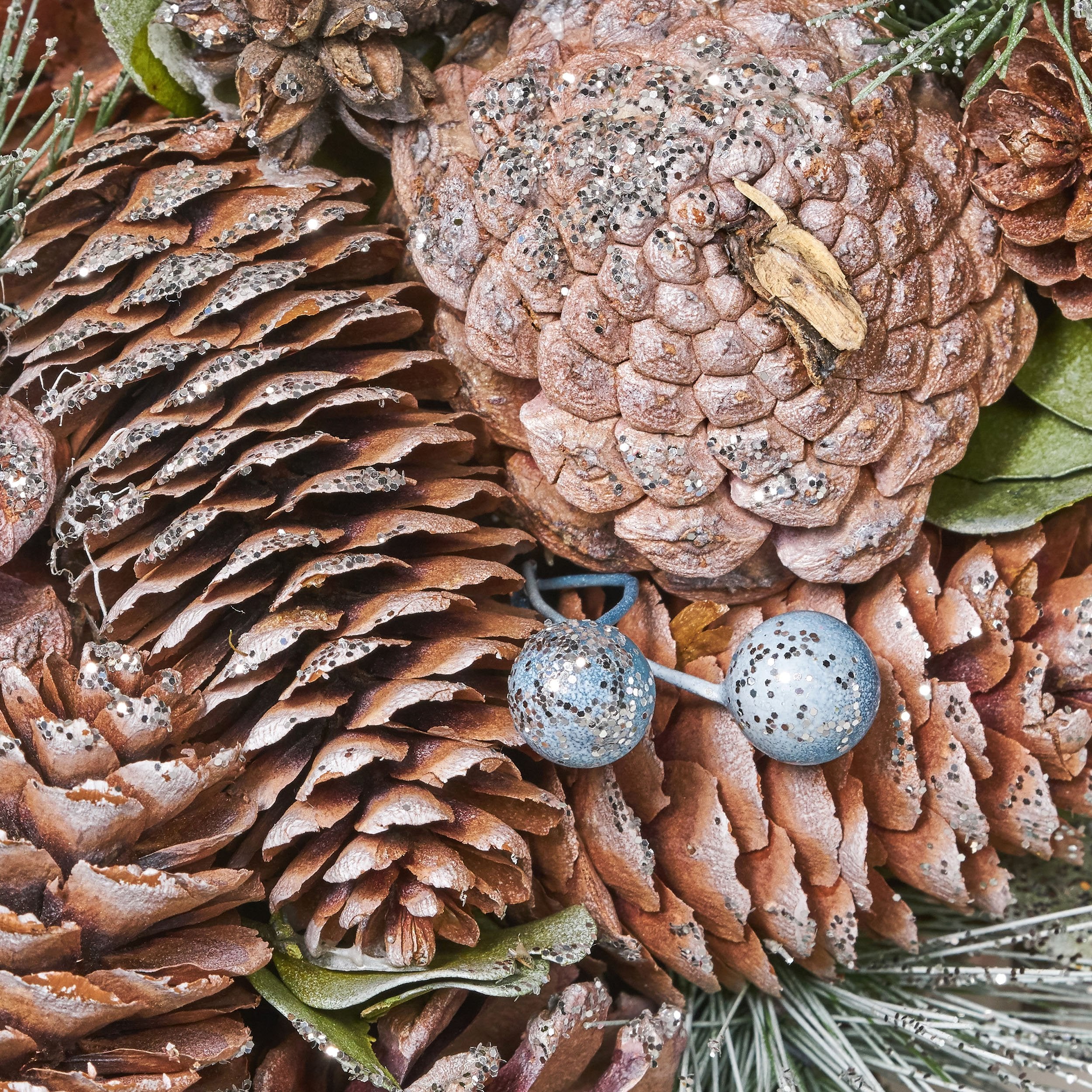 18.5 Pine Cone and Glitter Unlit Artificial Christmas Wreath - NH566313