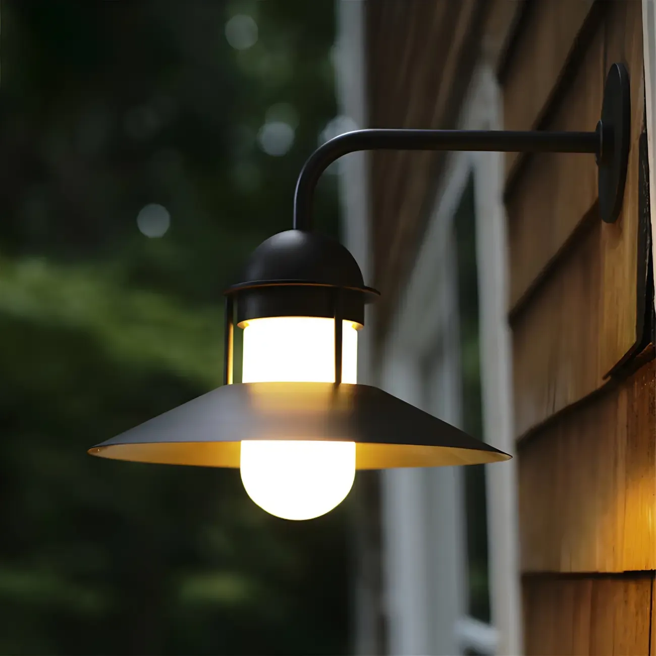 Mini Industrial Metal Cone Frosted Glass Outdoor Wall Light