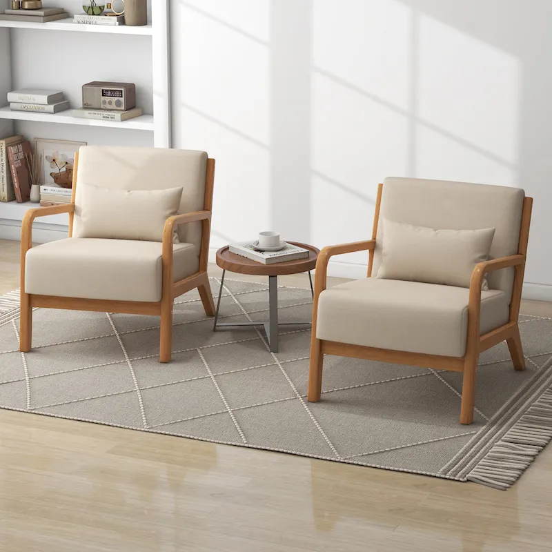 Upholstered Armchair Accent Chairs with Pillows Set of 2