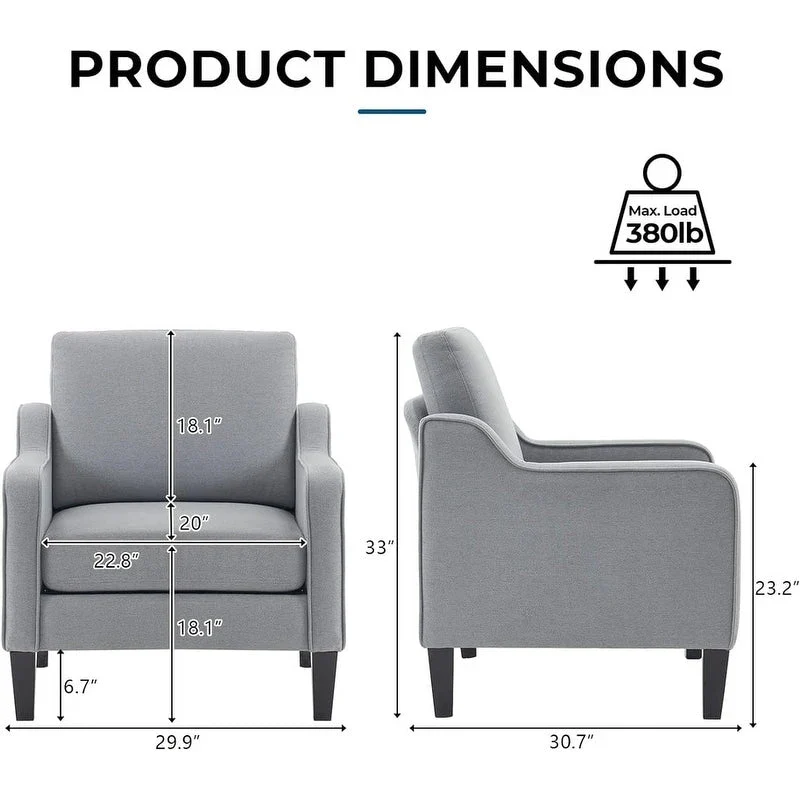 VINGLI Mid Century Modern Fabric Accent Chair