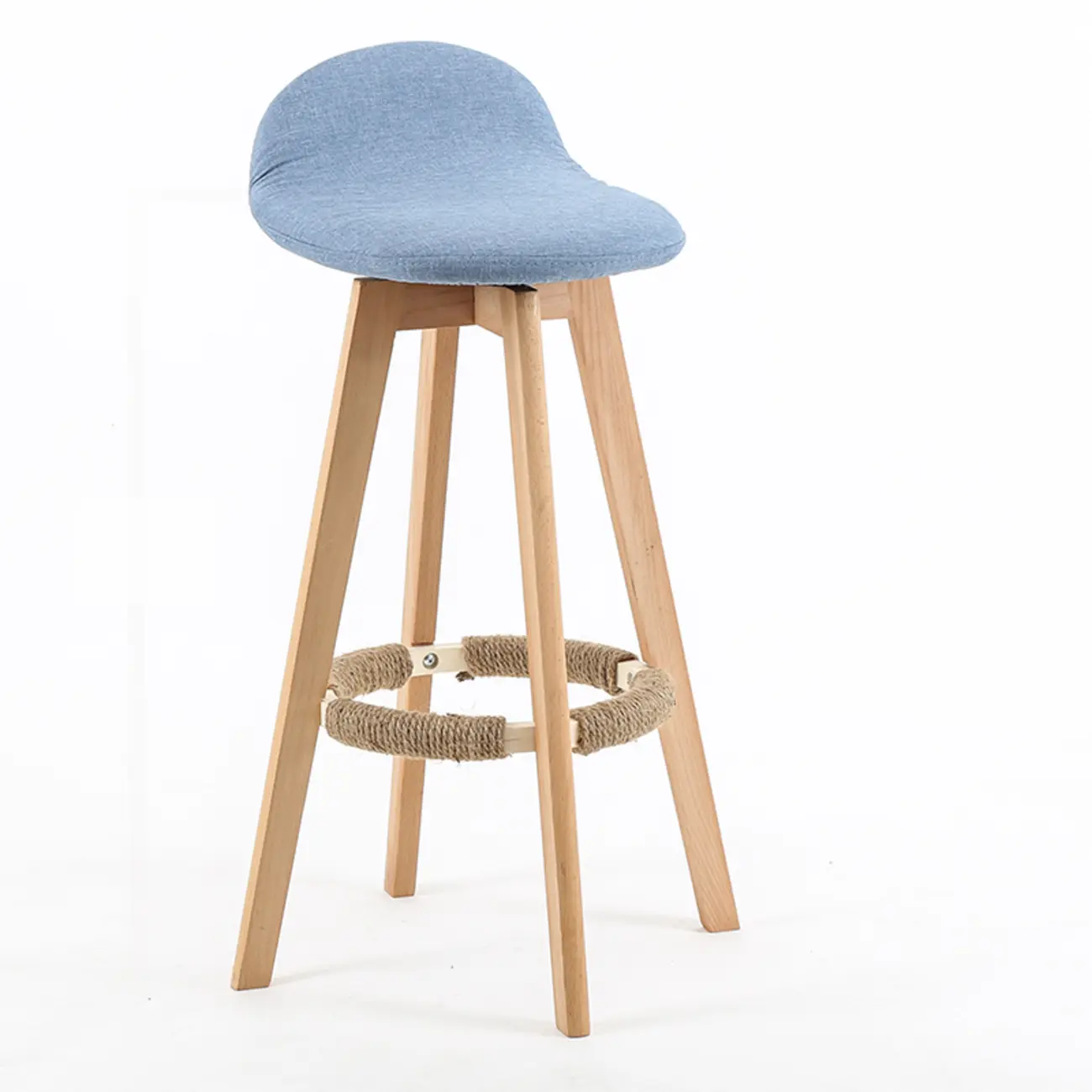 Scandinavian Wood Plush Seat Comfy Design Bar Stool