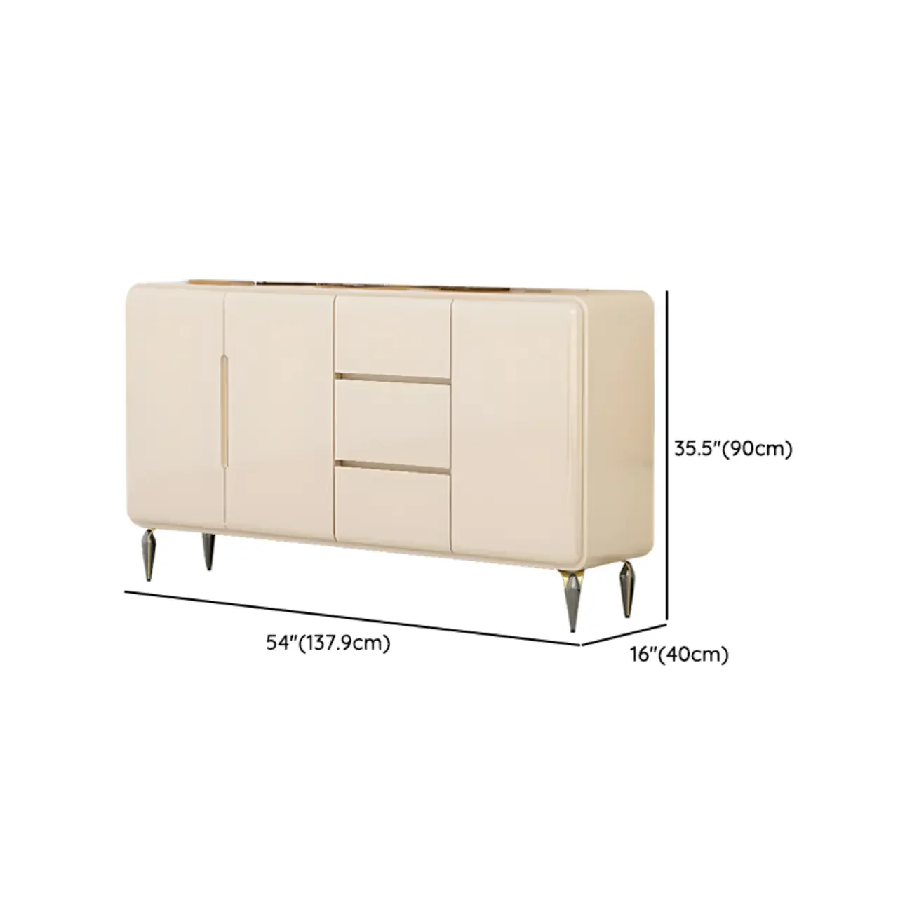 Scandinavian White Sideboard with Drawers & Cabinets