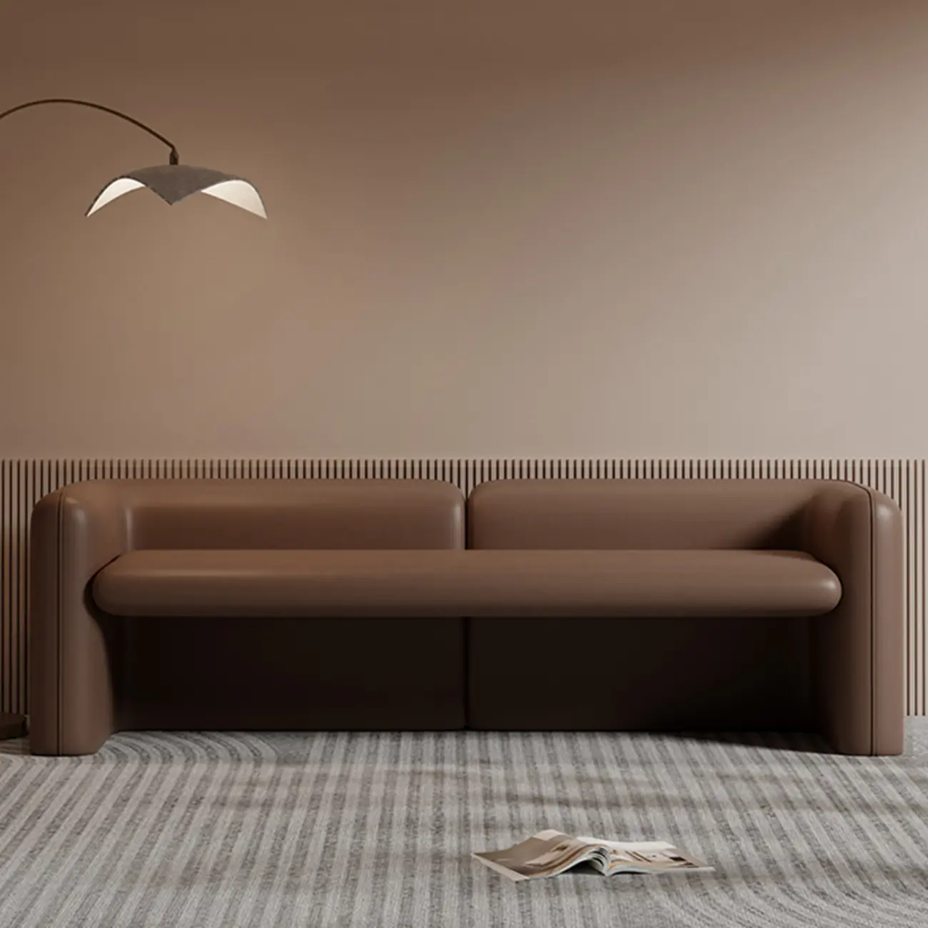 Modern Genuine Leather Cushioned Bedroom Bench