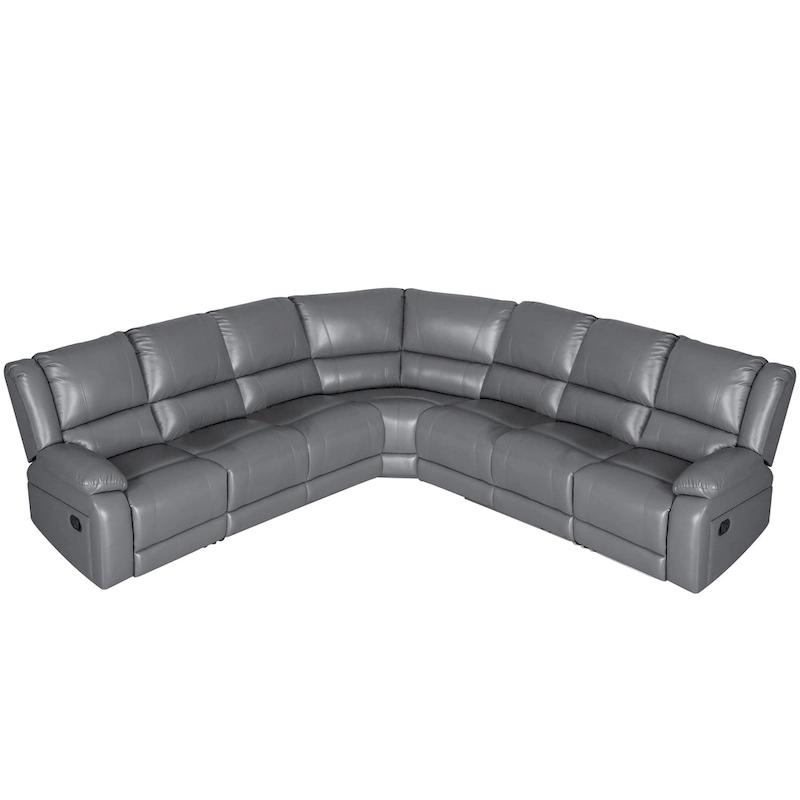 129W 7-Seat Faux Leather Manual Recliner Large Sectional Reclining Sofa