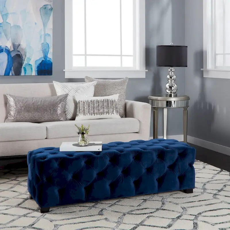 Piper Glam Tufted Velvet Ottoman Bench by Christopher Knight Home