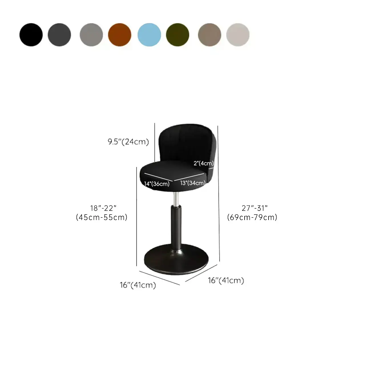 Modern Leather Adjustable Swivel Bar Stools with Back