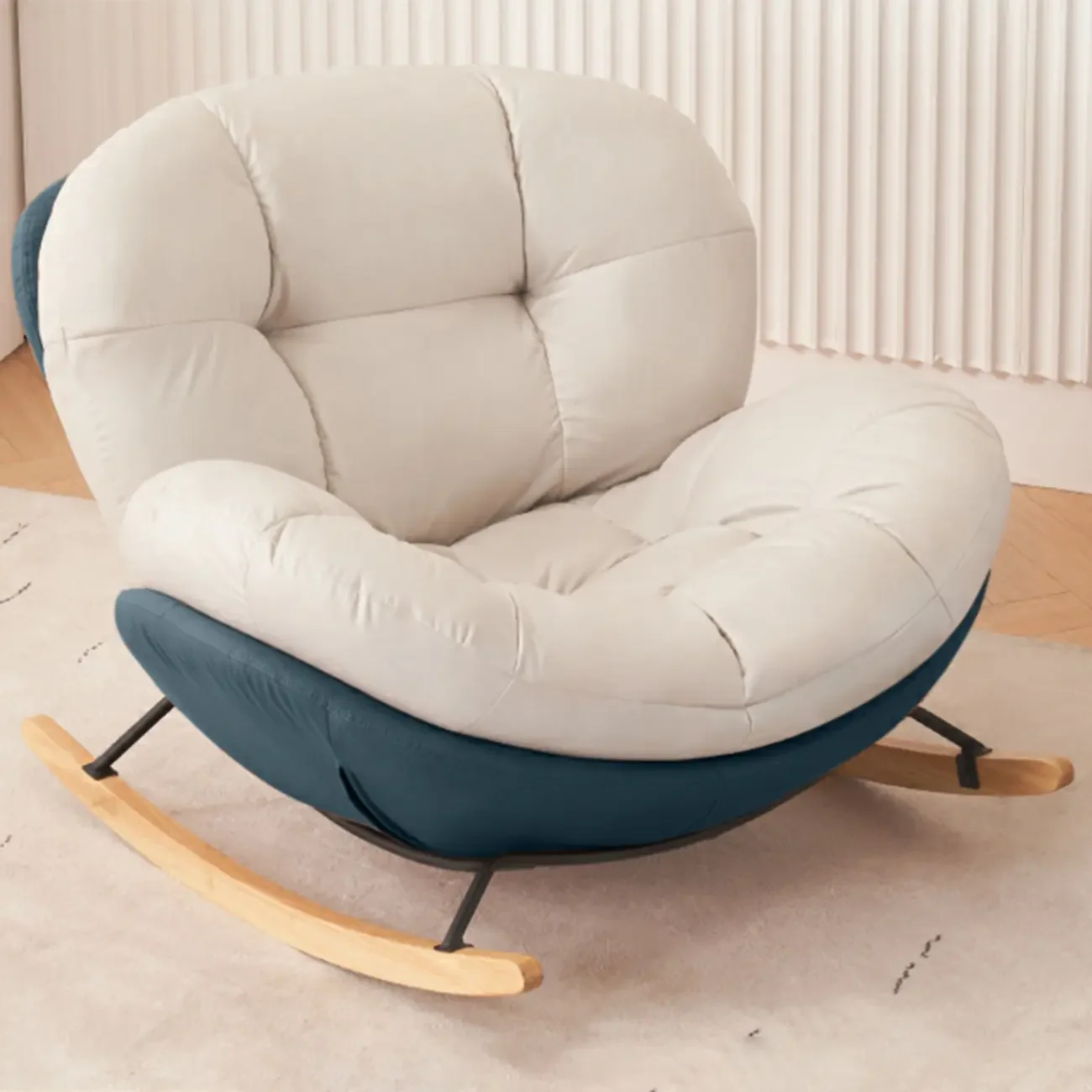 Rounded Upholstered Rocking Chair Contemporary for Bedroom