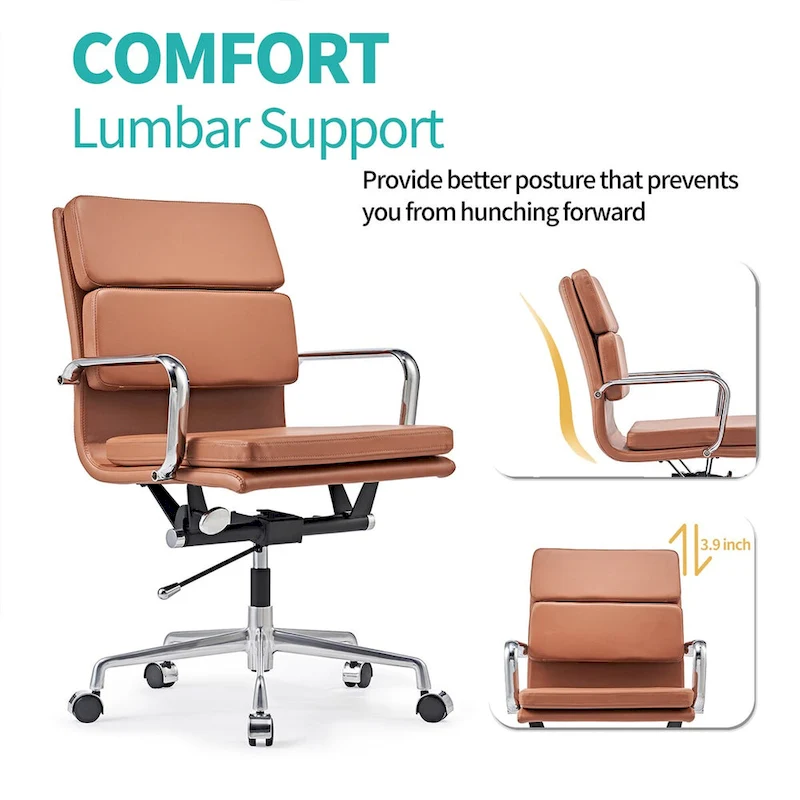 CAROCC Office Chair PU Leather Adjustable ErgoChair with Thickened Cushion - N/A