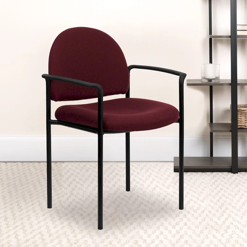 Stackable Steel Reception Chair with Arms - Padded Seat (Single)