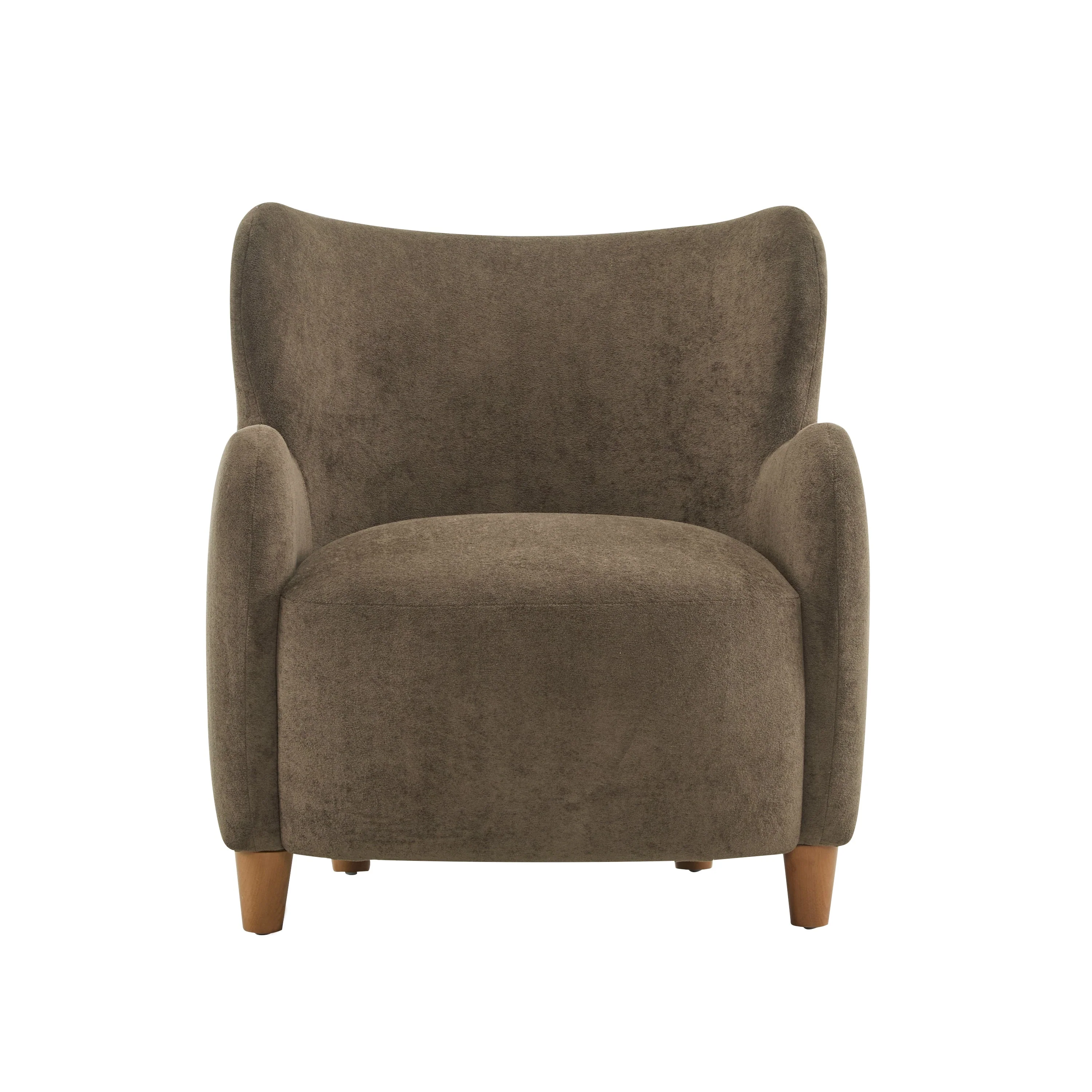 Luxury Modern Fabric Armchair with Round Arms & Tapered Legs