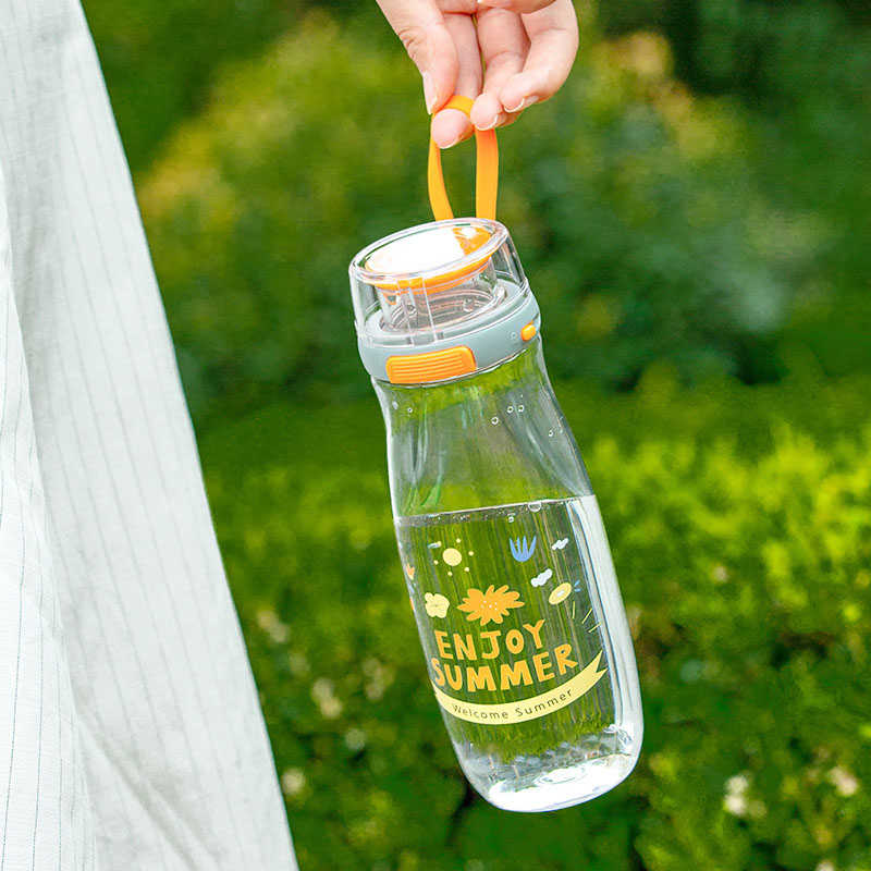 500ML Orange Flip Top Water Bottle with Tea Infuser and Safety Lock