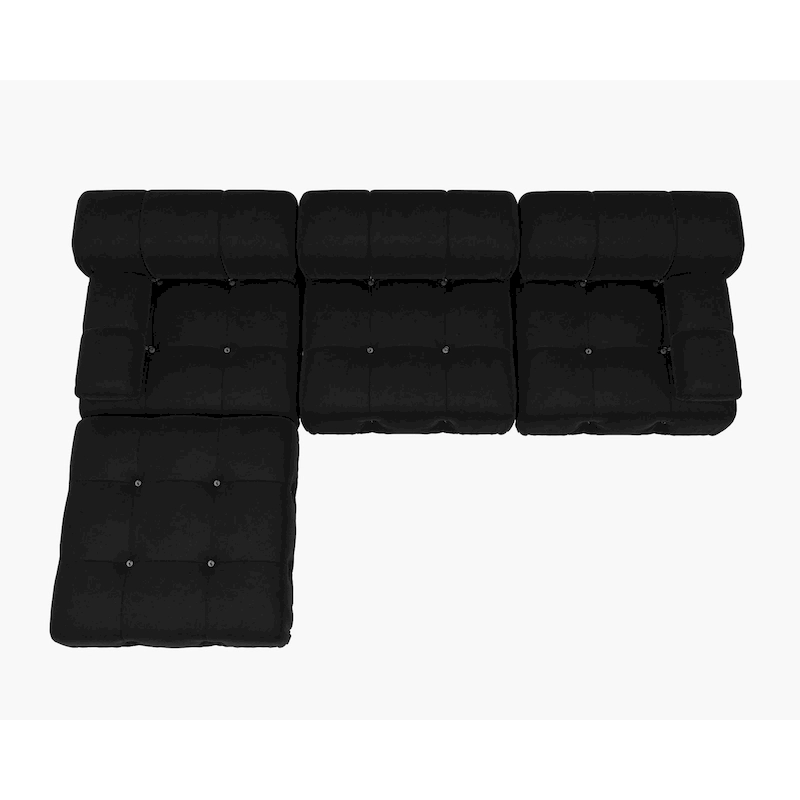 Black Modular Sectional Sofa Velvet Upholstered Sofa