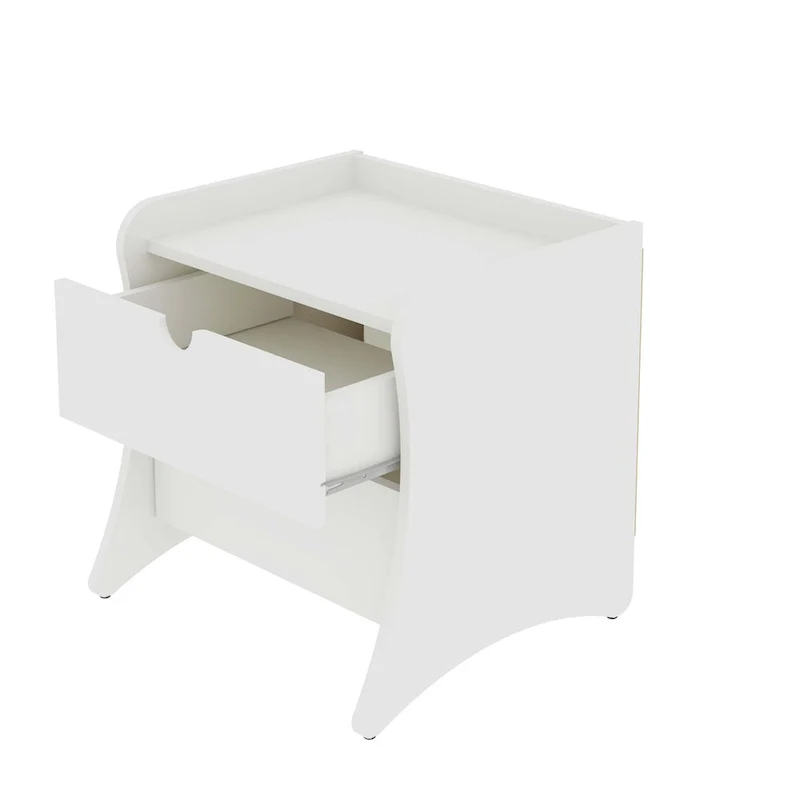 Mid-Century Modern 2-Drawer Nightstand, MDF, Curved Legs, 19.68