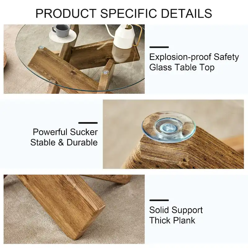 33.4 Modern Round Tempered Glass Table