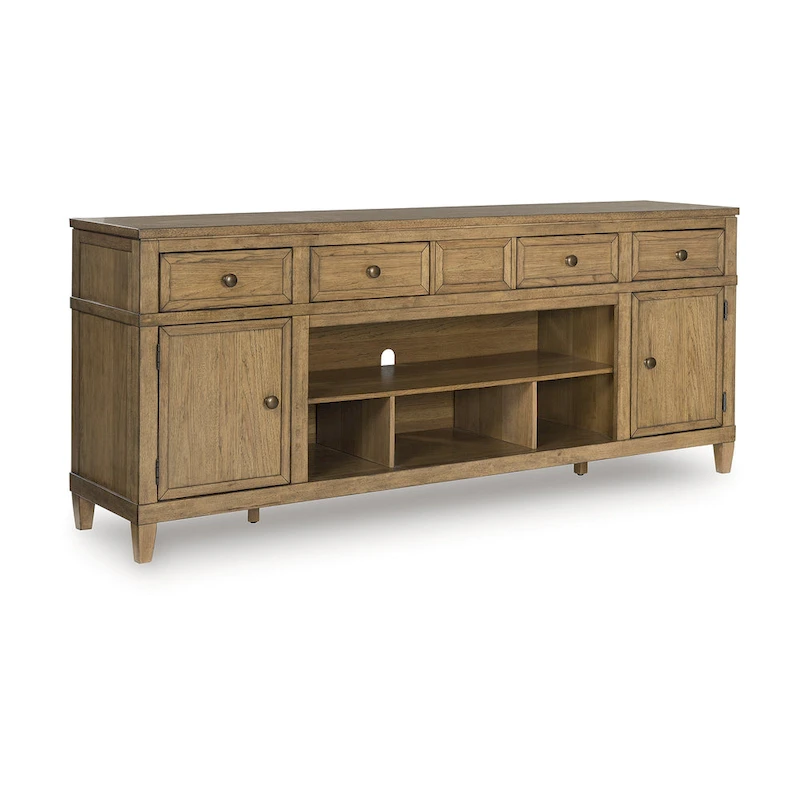 Signature Design by Ashley Sharlance Light Brown 81 TV Stand for TVs up to 93 - 81 W x 18 D x 33.38 H