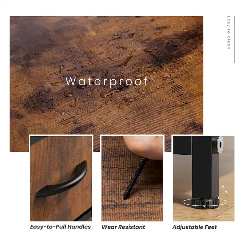 4-Drawer Dresser Chest, 34.4 Tall Fabric Nightstand with Wooden Top and Metal Frame