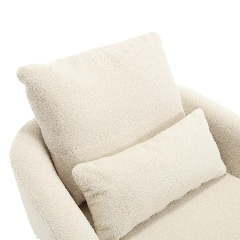 White Teddy 32.68 Upholstered 360 Swivel Barrel Chair with Metal Base