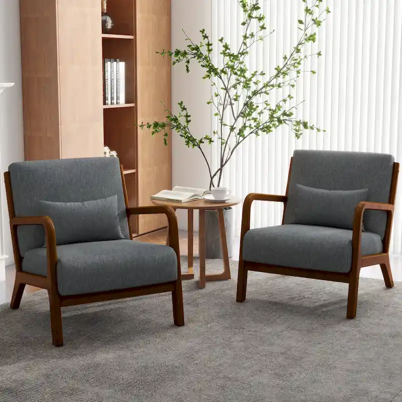 Upholstered Armchair Accent Chairs with Pillows Set of 2