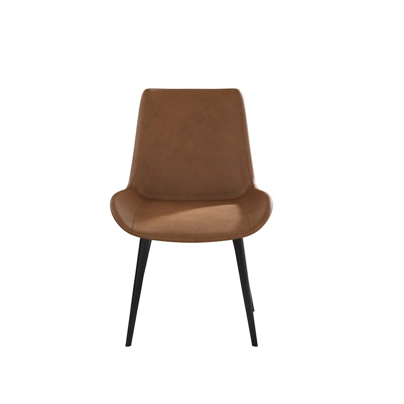 Mid-Century Brown Dining Chair (Set of 2) PU Leather Upholstered Side Chair