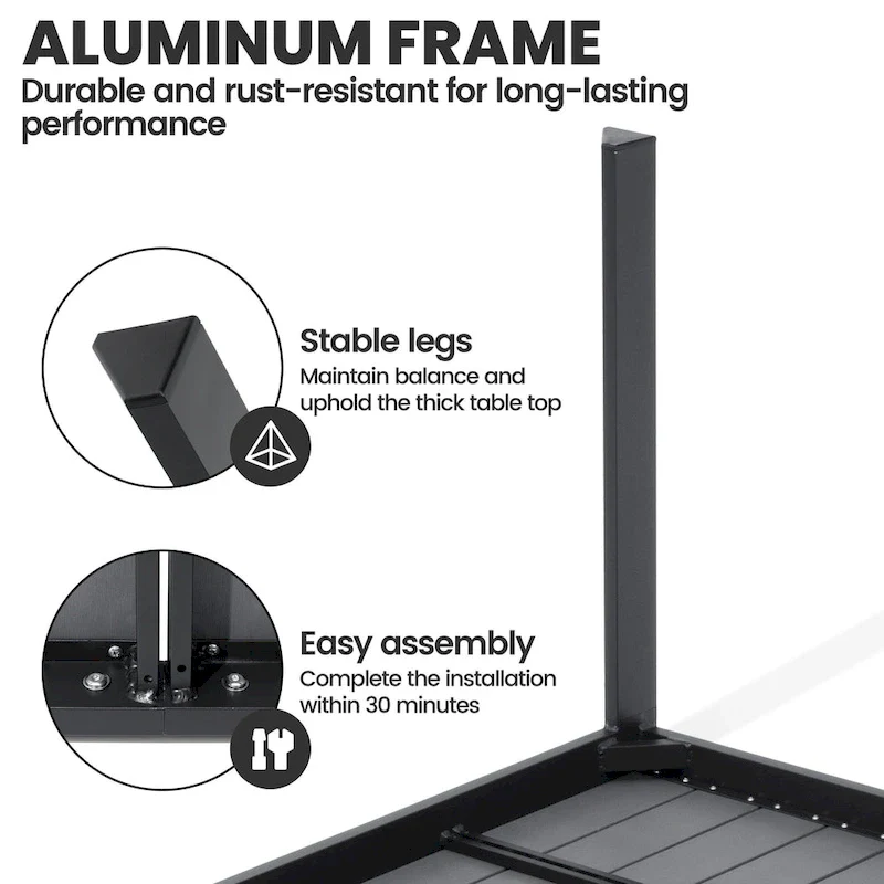 7-Piece Patio Dining Set Aluminum Dining Table with Umbrella Hole and Stackable Chairs