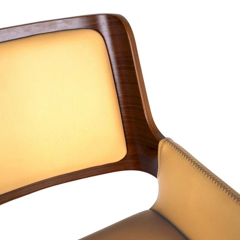 Faux Leather Mid-Century Dining Chair with Metal Legs
