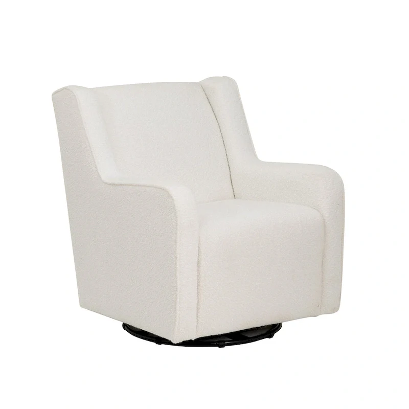White Sherpa or Brown Velvet Swivel Rocker Accent Chair