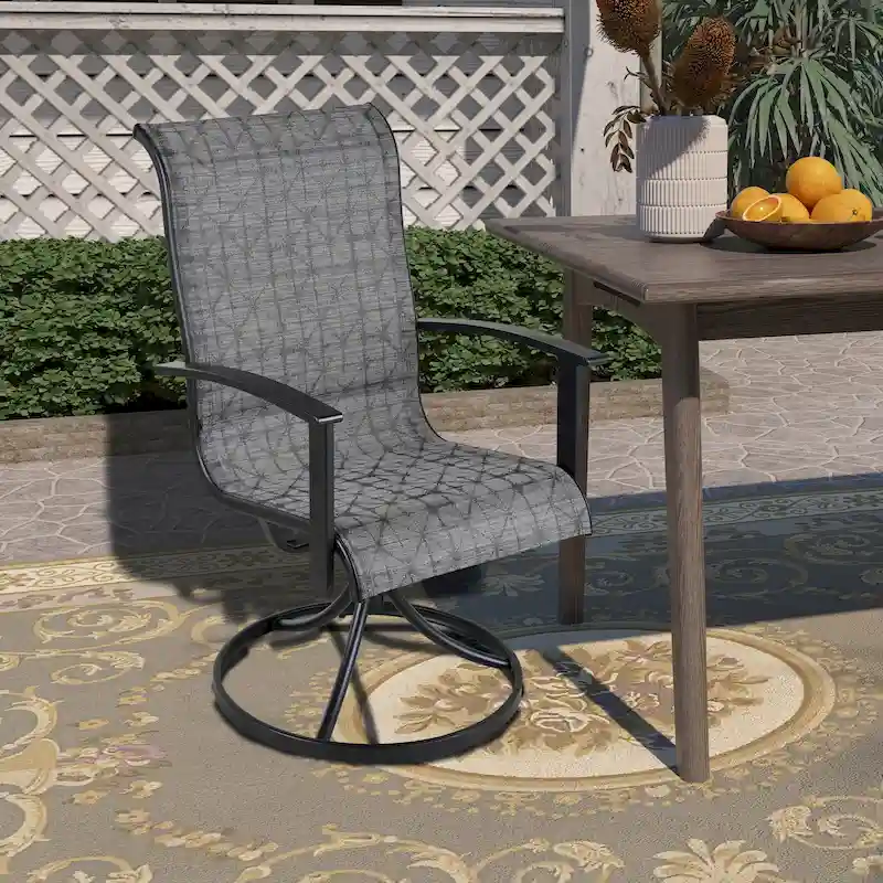 Teslin Iron Frame Swivel Dining Chair (Set of 2)