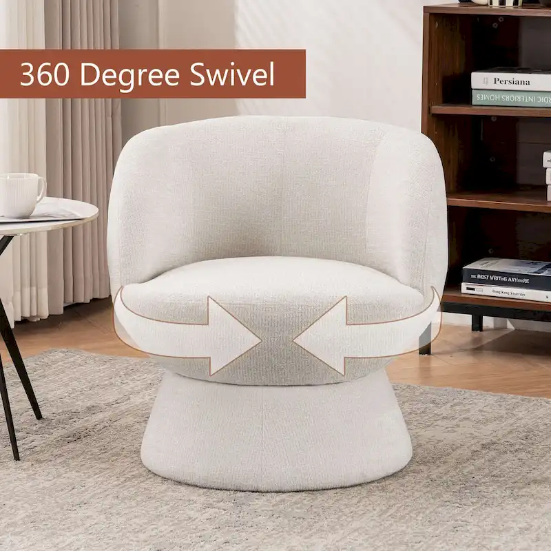 Set of1 Boucle Upholstered Modern Style Swivel Accent Chair