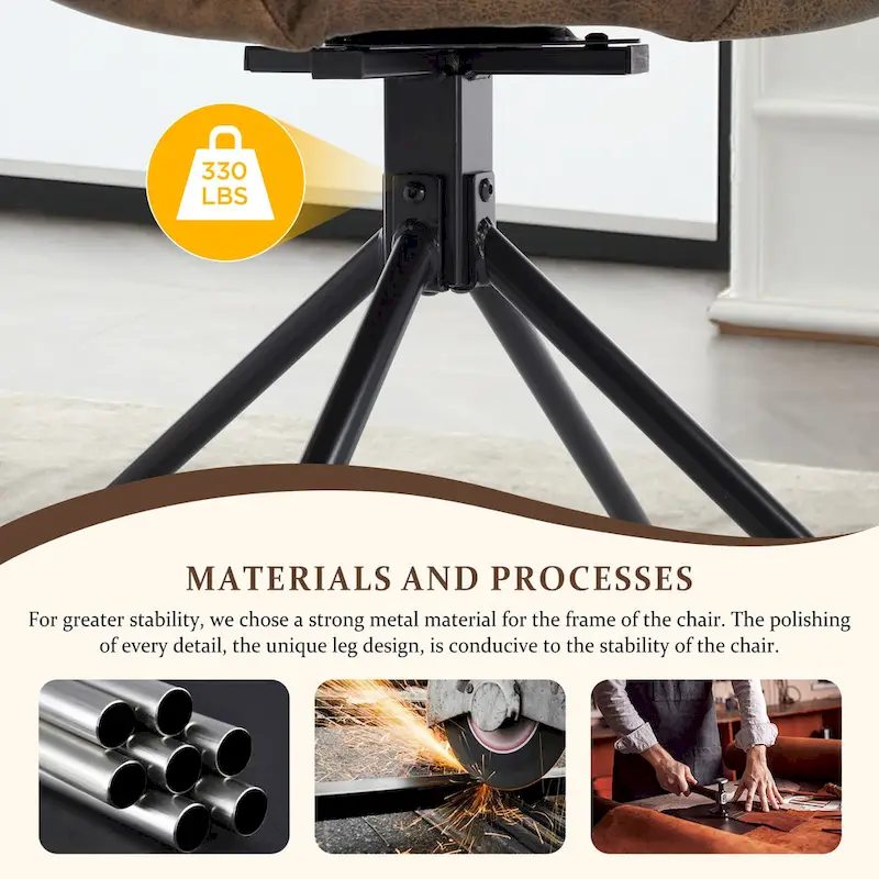 Faux Leather Upholstered Swivel Armchair Modern Home Office Chair