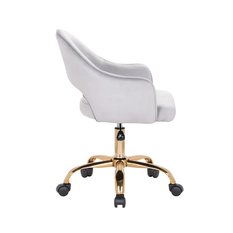 Velvet Swivel Office Chair, Golden Chrome Legs