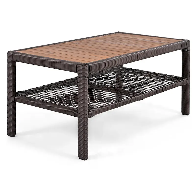 4-Piece Rattan Conversation Sofa Set with Swivel Chairs & Table